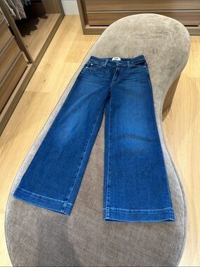 PAIGE Wide-Leg Deep Indigo Jeans Anessa Kindred 26 Like New (crop fitting)
